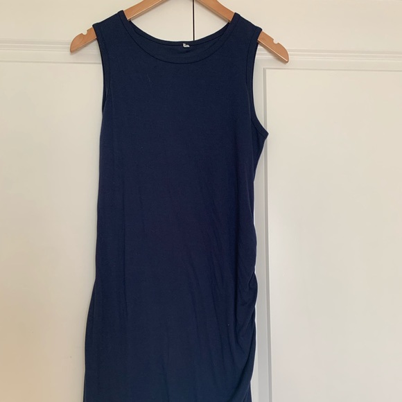 Casual Crew Neck Ruched Stretchy Bodycon Dress - Picture 3 of 4